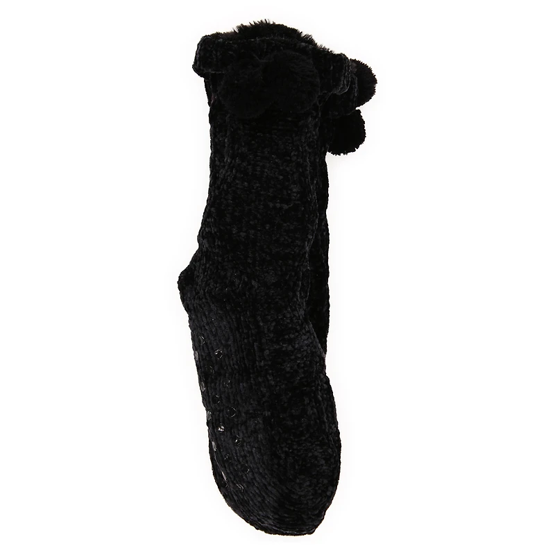 chenille & faux fur cabin socks