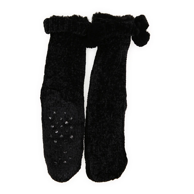 chenille & faux fur cabin socks