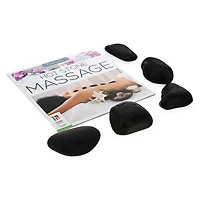 hot stone massage kit with book & volcanic basalt stones