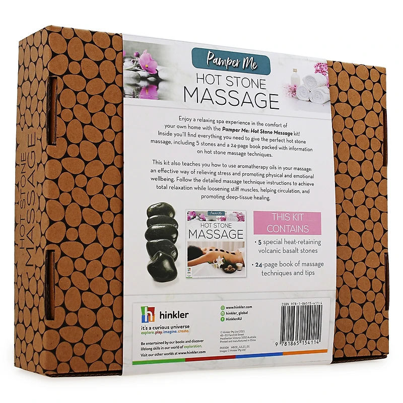 hot stone massage kit with book & volcanic basalt stones