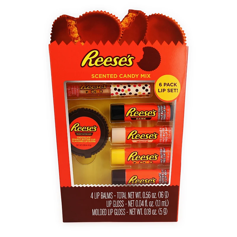 reese's® candy mix 6-pack lip balm & gloss set