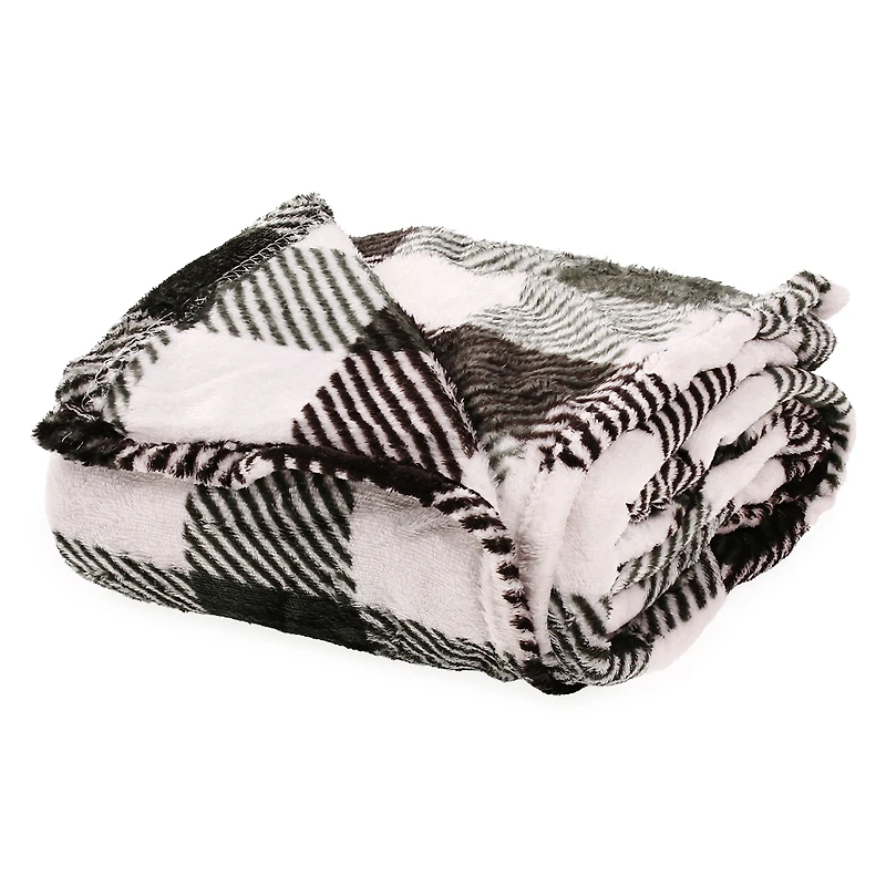 plaid fleece throw blanket 50in x 60in