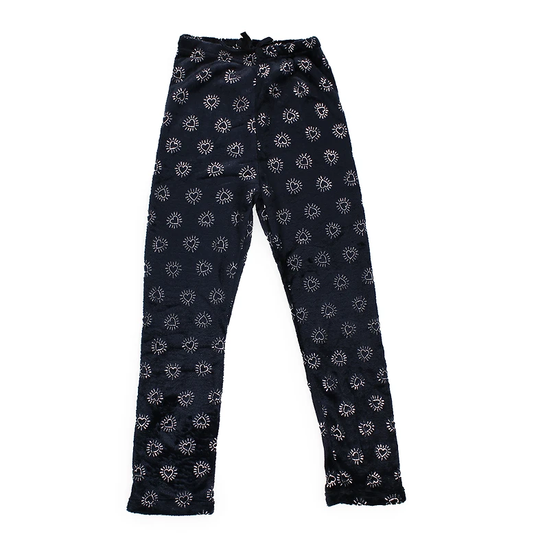 juniors plush lounge pants - silver hearts