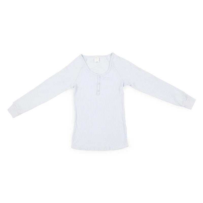 juniors blue rib knit henley lounge top