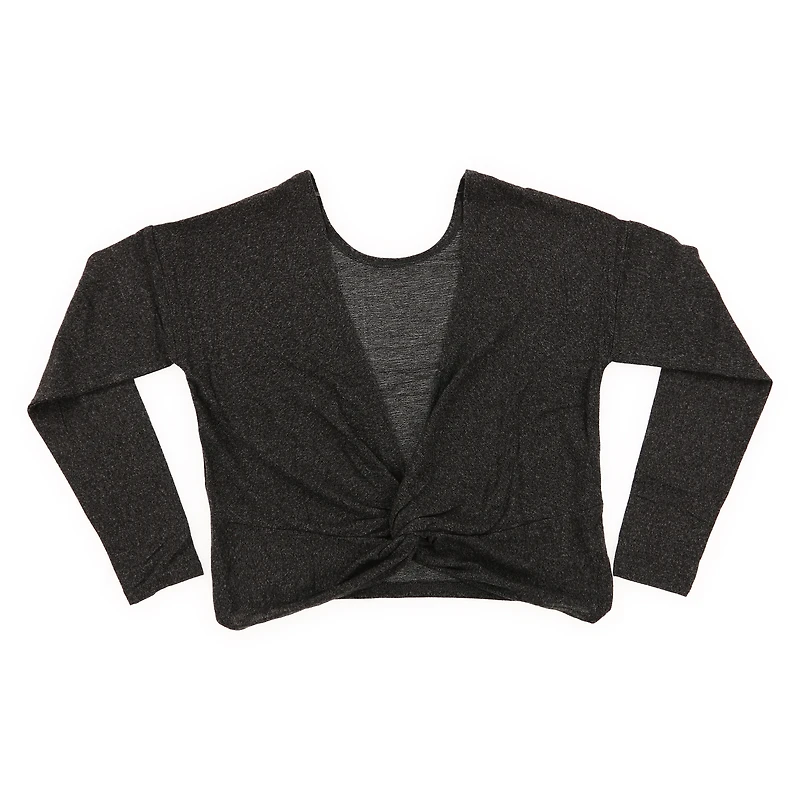 Juniors Twist-Back Lounge Top - Marled Black