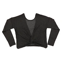 Juniors Twist-Back Lounge Top - Marled Black