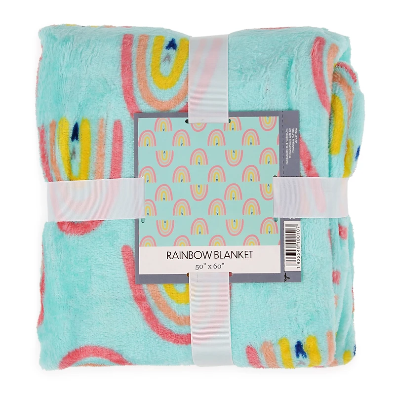 plush rainbow icon throw blanket 50in x 60in