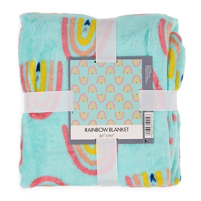 plush rainbow icon throw blanket 50in x 60in