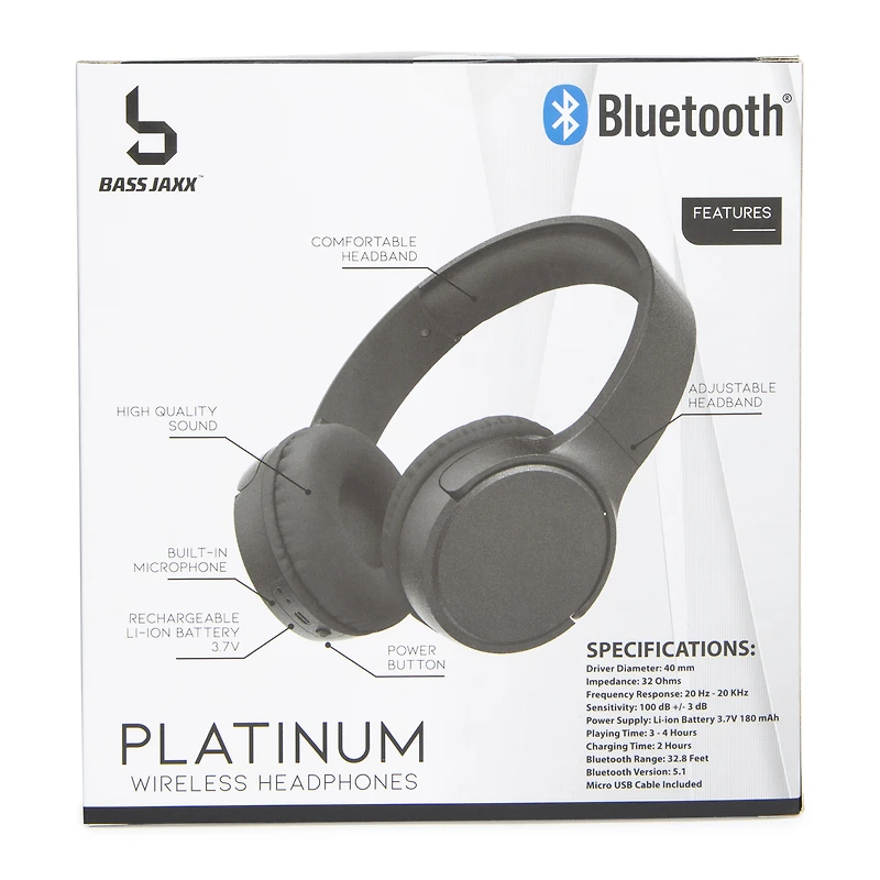 platinum bluetooth® wireless headphones with mic