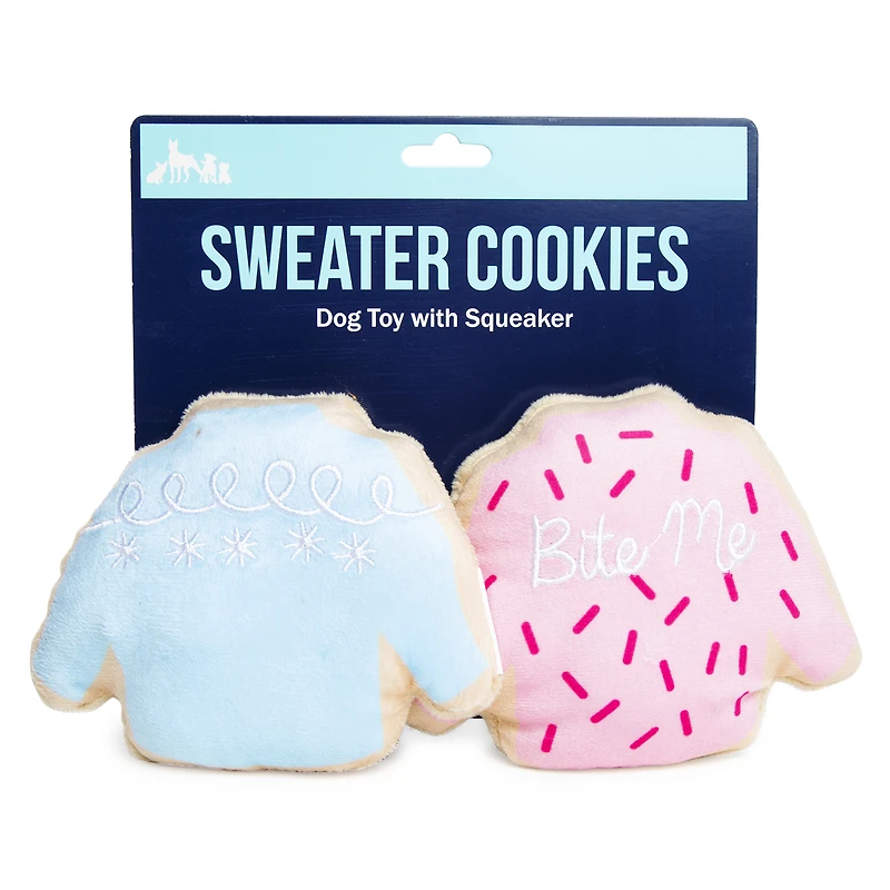 sweater cookies squeaky dog toy 2-count