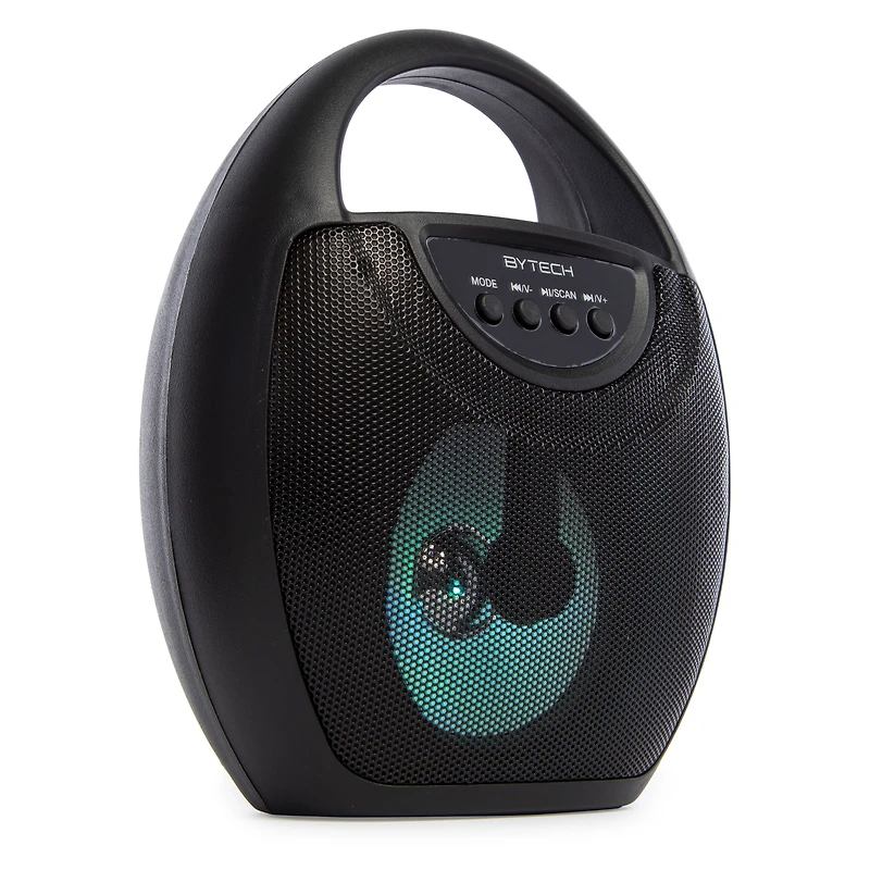 top handle portable speaker w/ FM radio, mic, LED lights