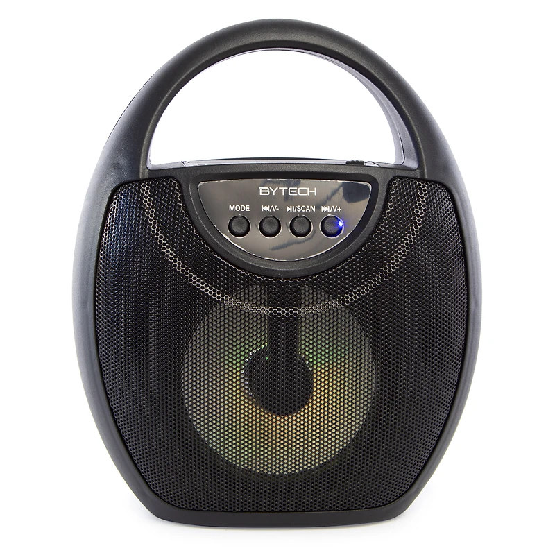 top handle portable speaker w/ FM radio, mic, LED lights