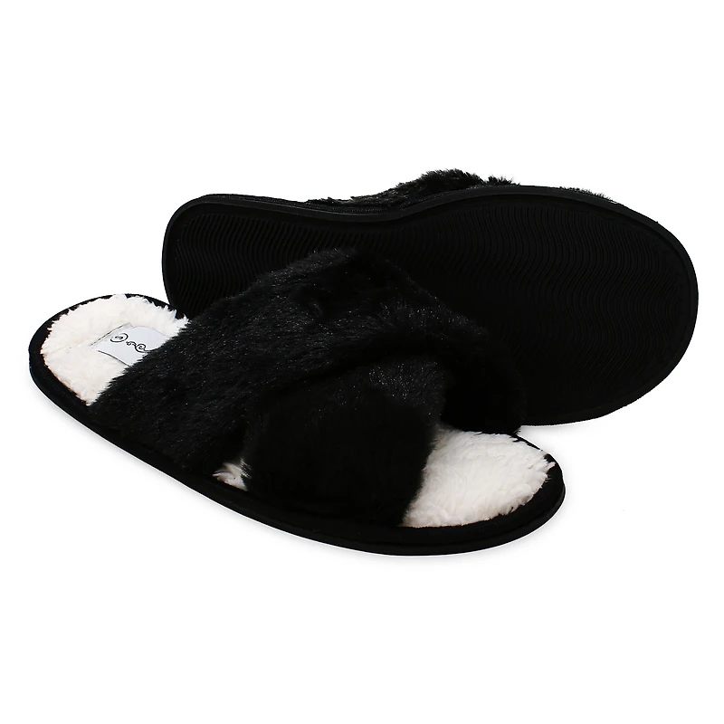 high pile faux fur slippers