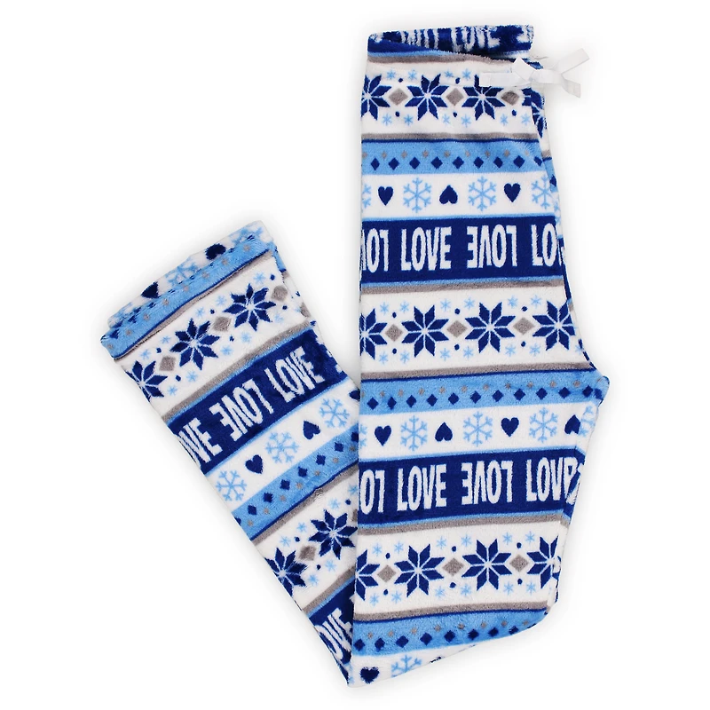 juniors blue fair isle plush lounge pants