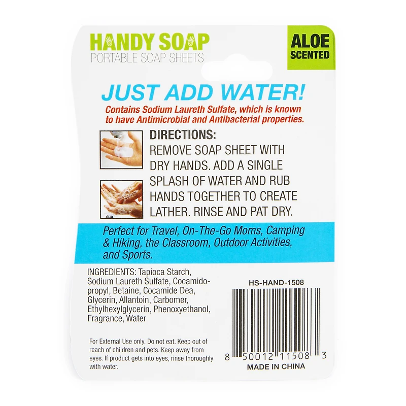 handy soap paper 50-count portable soap sheets, aloe scent