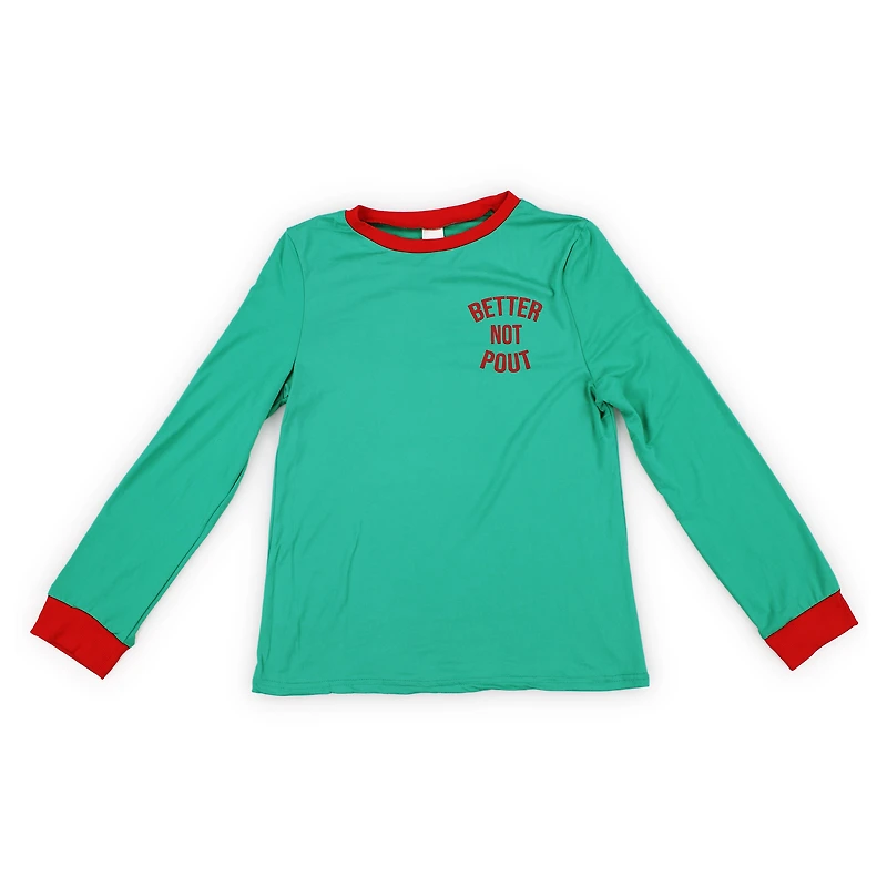 juniors matching holiday pajama top - better not pout