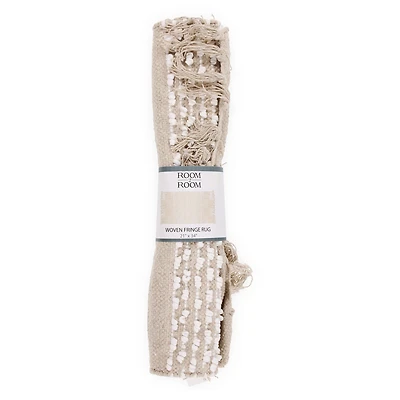 woven fringe throw rug 21in x 34in