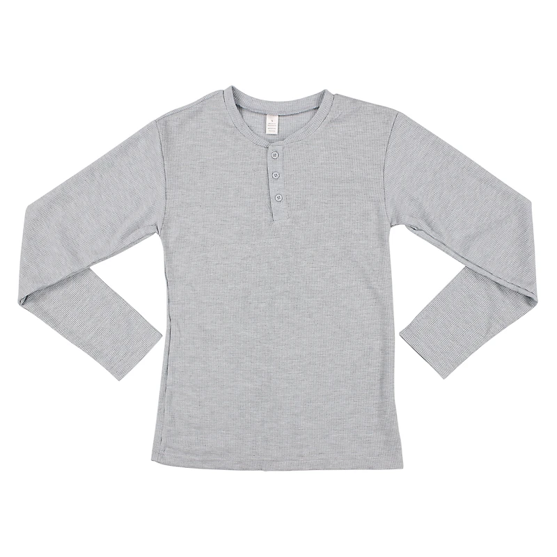 young men's heather gray thermal henley shirt