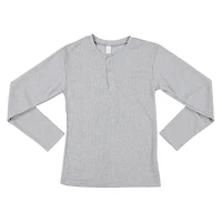 young men's heather gray thermal henley shirt