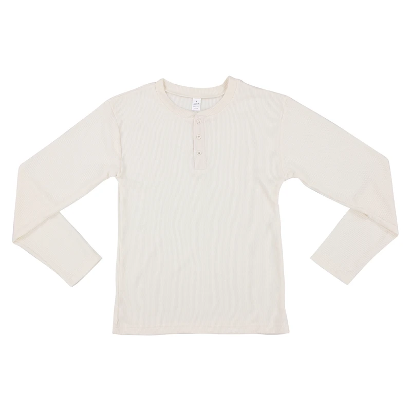 young men's oatmeal thermal henley shirt