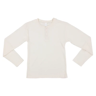 young men's oatmeal thermal henley shirt