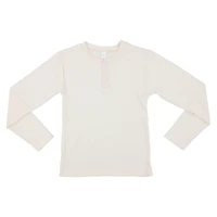 young men's oatmeal thermal henley shirt