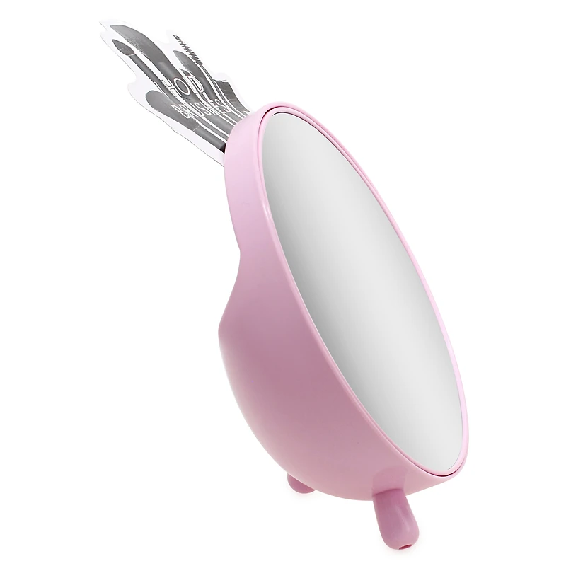 round vanity mirror with storage compartment 7in pastels