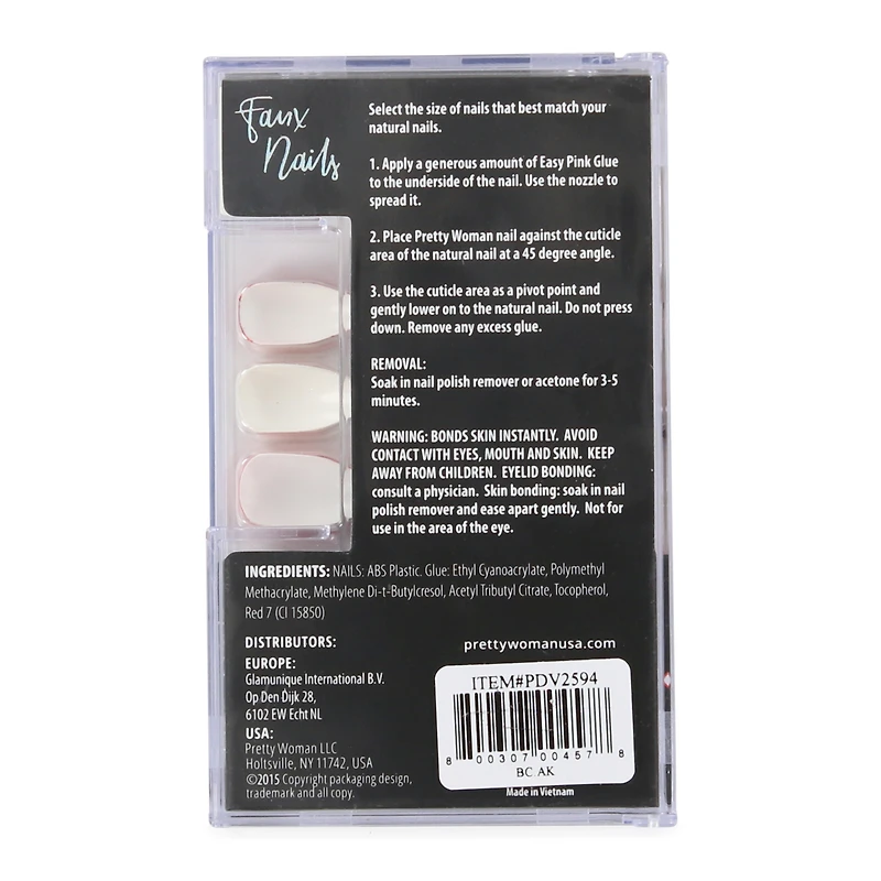 pretty woman faux nails set -  red & white glitter