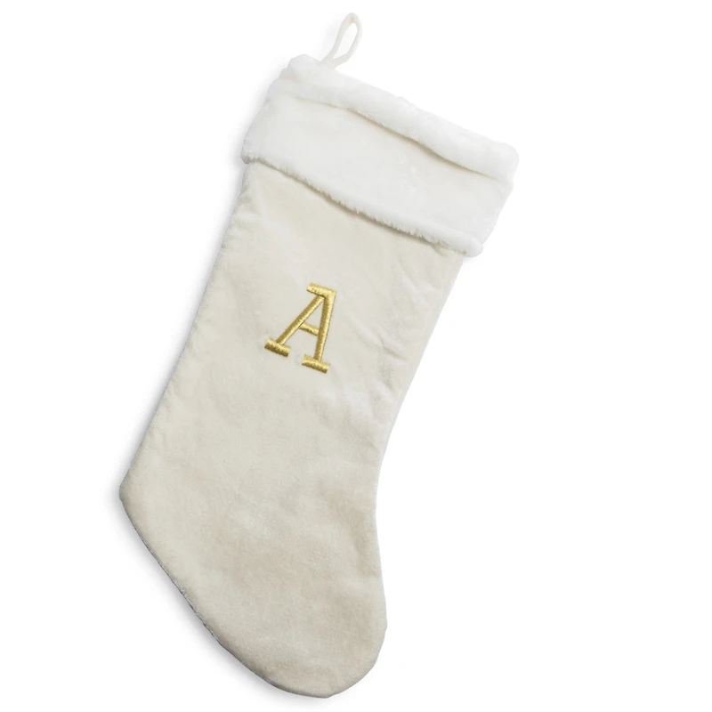 Cream Monogram Christmas 20in Stocking