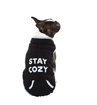 sherpa pet jacket with applique quote