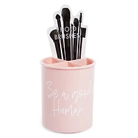 makeup brush holder with storage compartments
