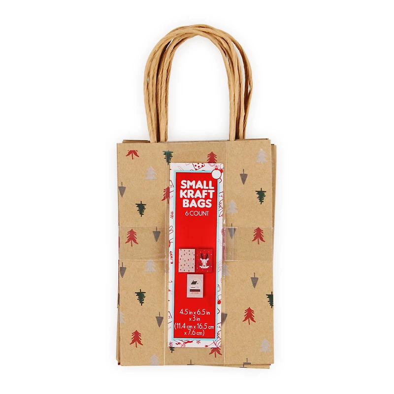 small kraft bags 6-count 4.5in x 6.5in - brown