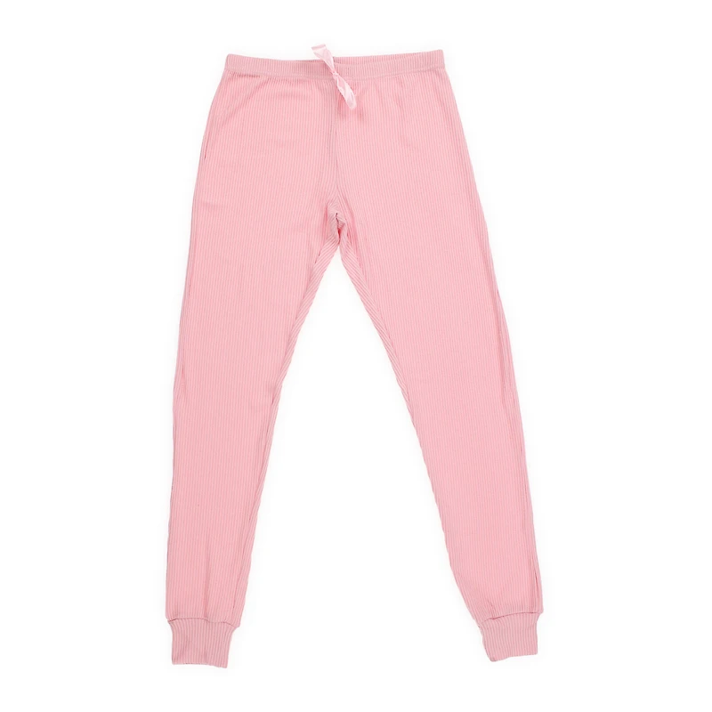 juniors rib knit lounge joggers - pink