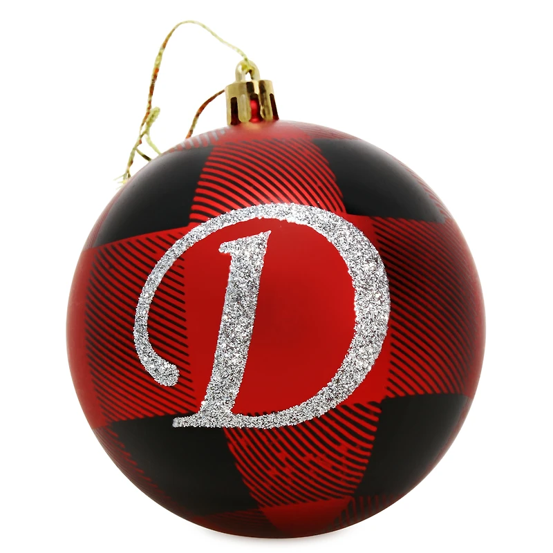 plaid monogram christmas ball ornament - D