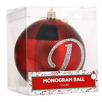 plaid monogram christmas ball ornament - D