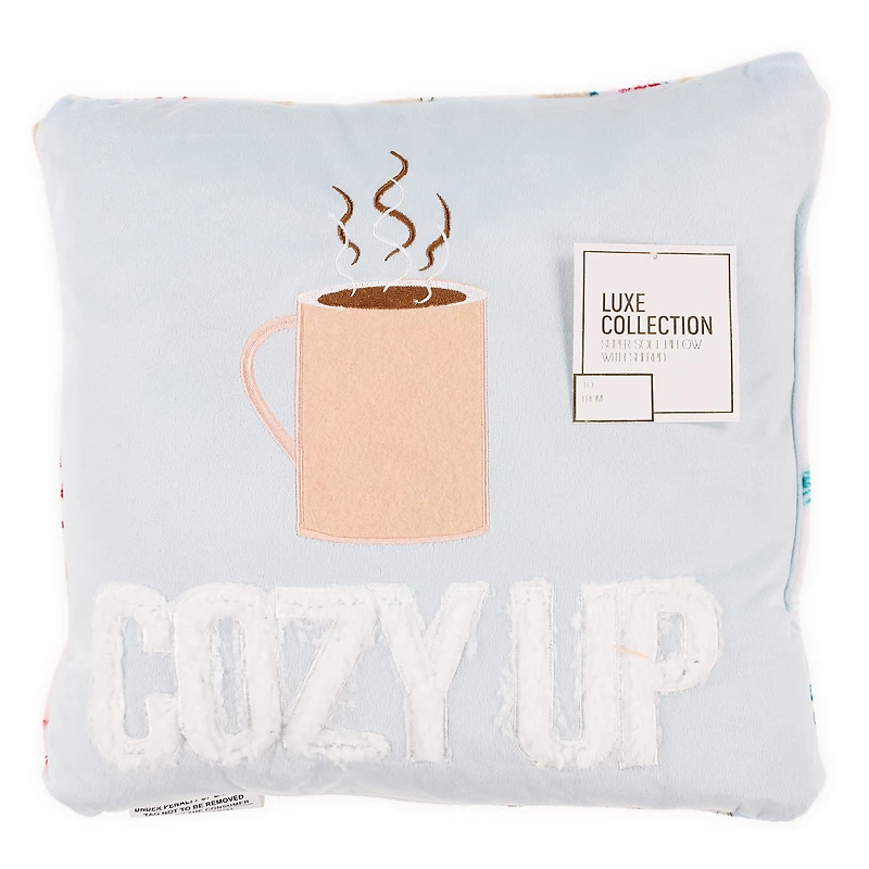 pastel winter theme sherpa throw pillow 16in x