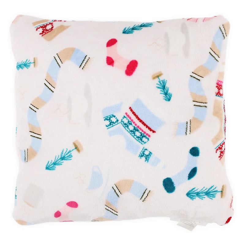 pastel winter theme sherpa throw pillow 16in x