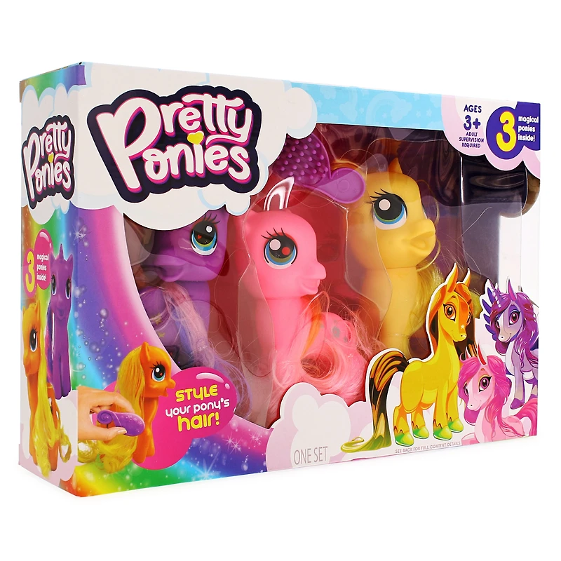 pretty ponies playset with 3 pony figures