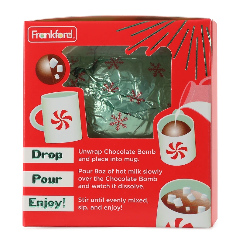 peppermint hot chocolate bomb with mini marshmallows 1.6oz