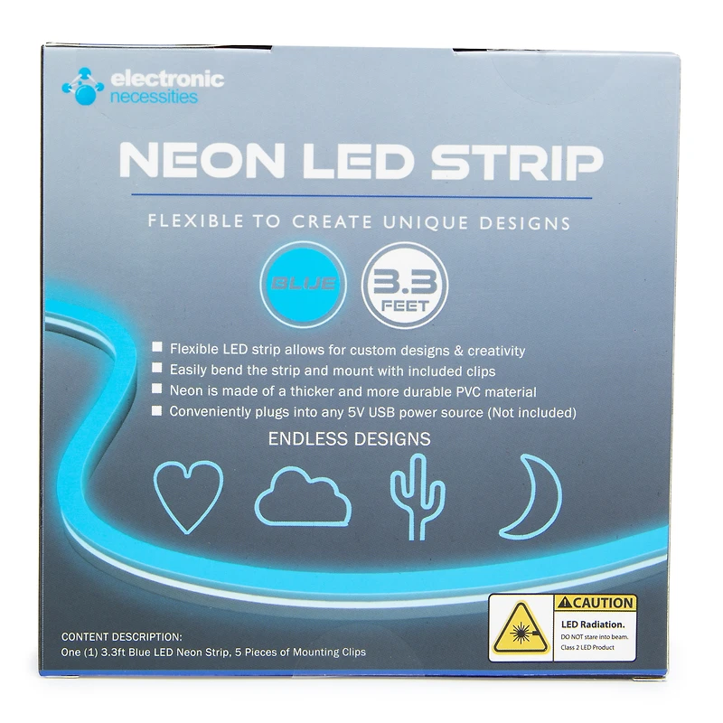 flexible neon LED strip light 3.3ft, usb-powered