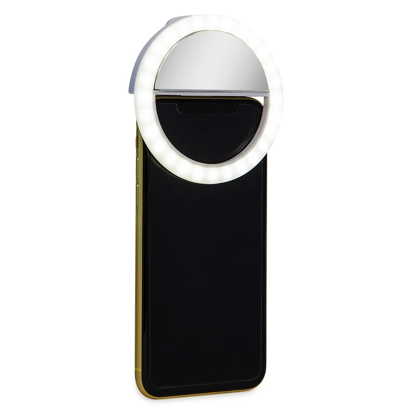 clip-on LED ring light with mirror