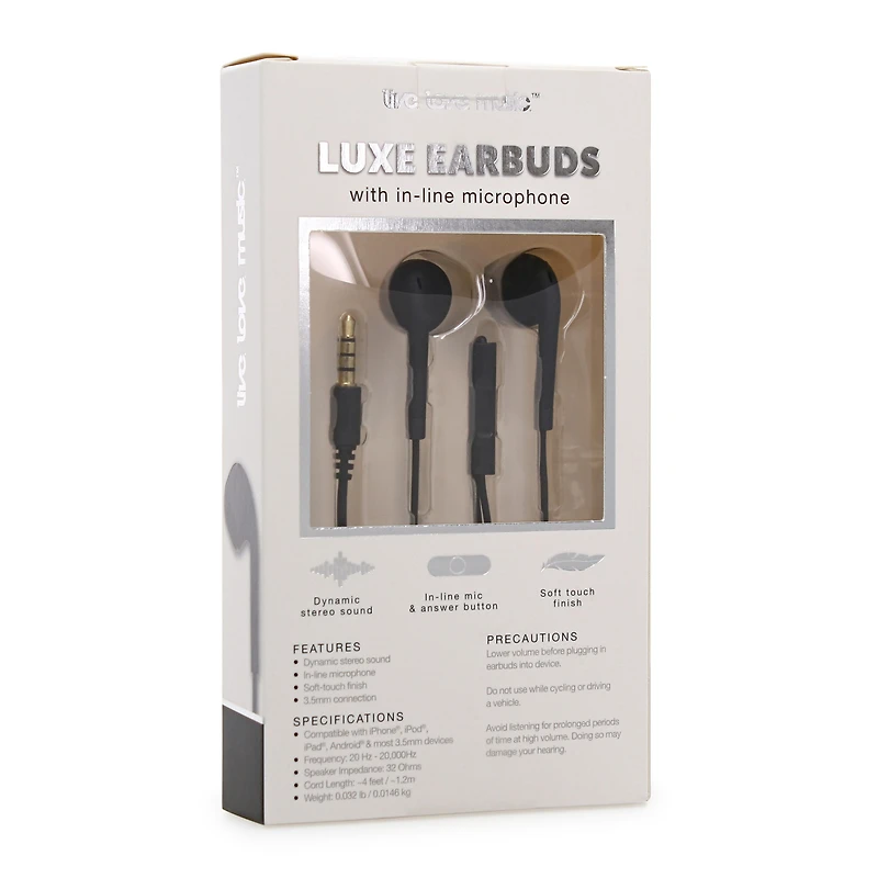 luxe wired earbuds with microphone