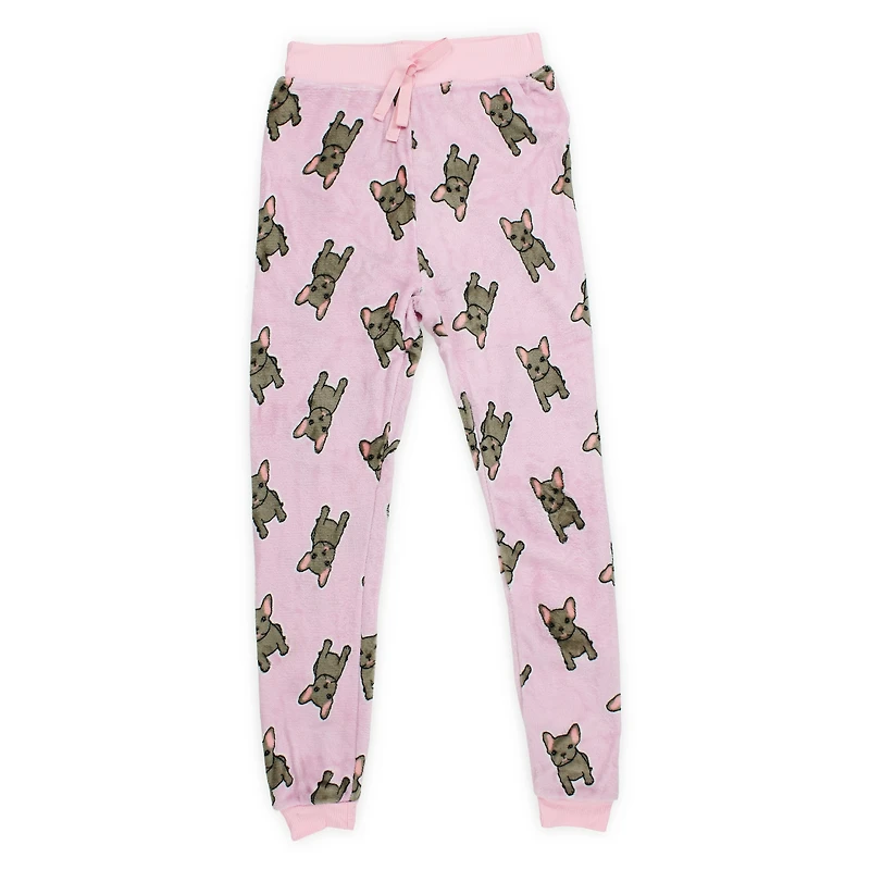juniors plush lounge pants - french bulldog