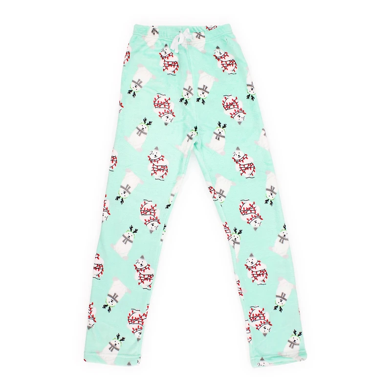 juniors plush lounge pants - polar bear