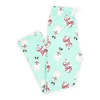 juniors plush lounge pants - polar bear