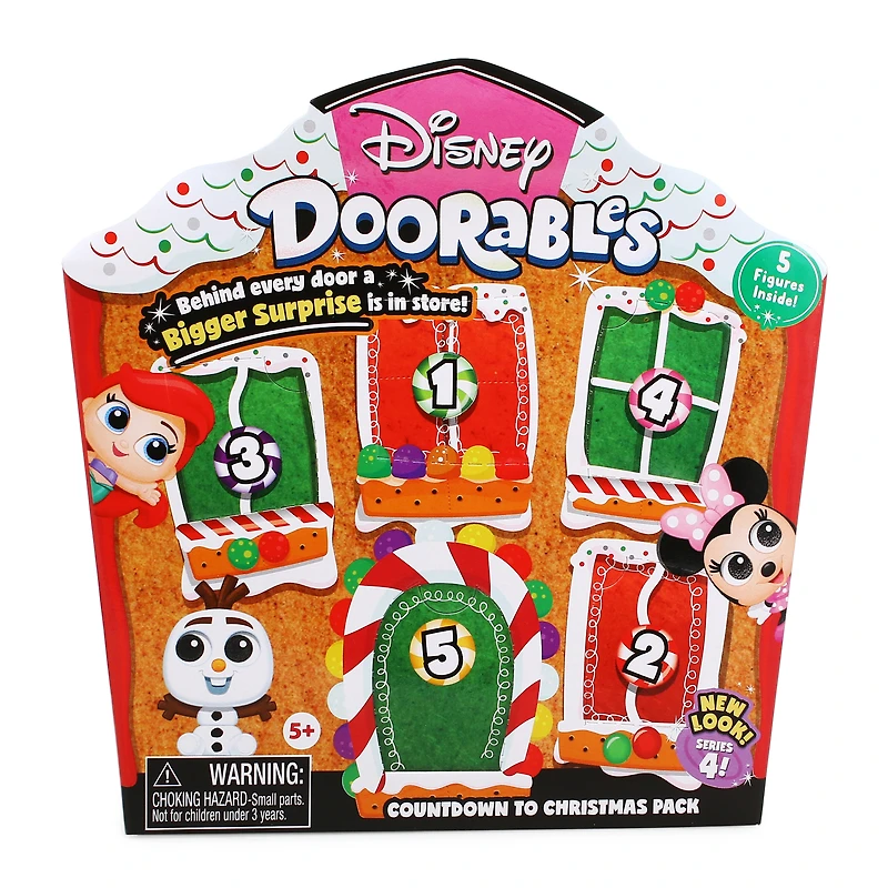 disney doorables™ countdown to christmas pack with 5 figures, series 4
