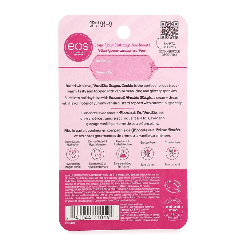 holiday eos® lip balm duo - vanilla sugar cookie & caramel