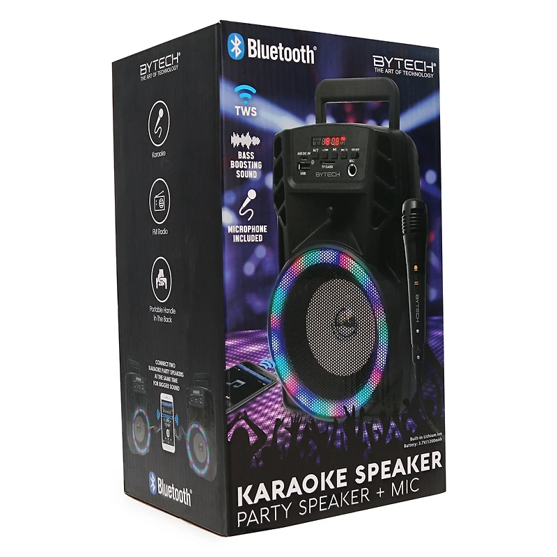 bluetooth® karaoke party speaker + mic with FM radio