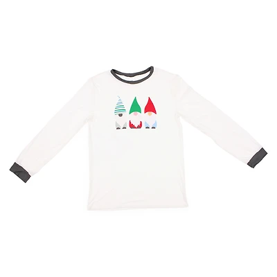 young men's holiday pajama top - gnomes