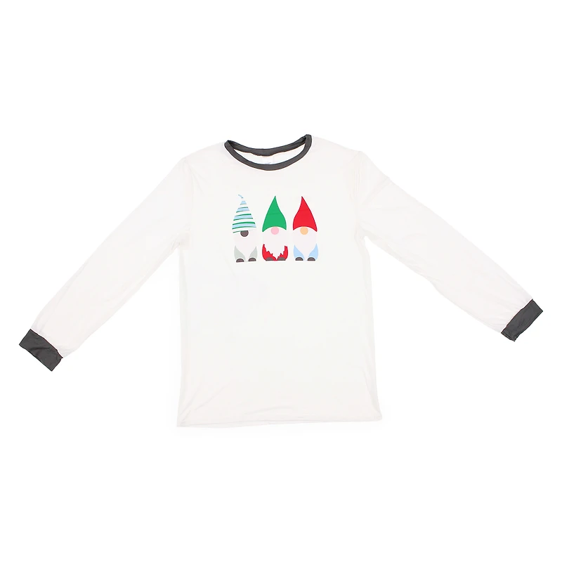 young men's holiday pajama top - gnomes